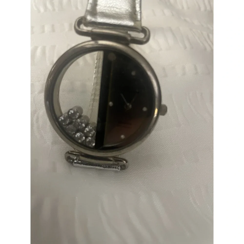 Vtg Ronica Watch Women Tone Floating Crystals Silver Bling *Don't Work*